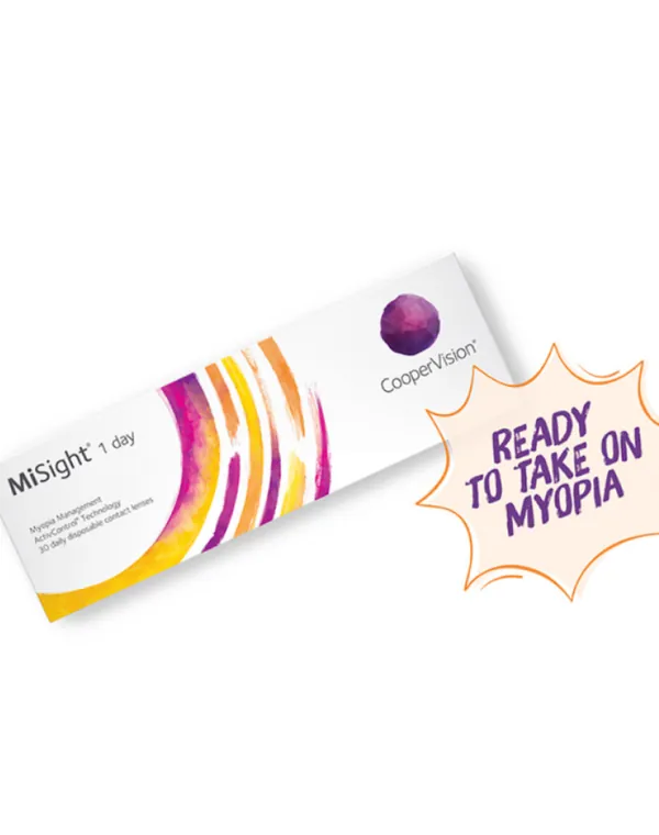 MiSight daily disposable contact lens on finger applicator