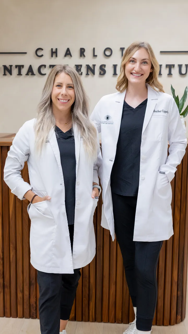 Medical referral paperwork and clinical exam at The Charlotte Contact Lens Institute