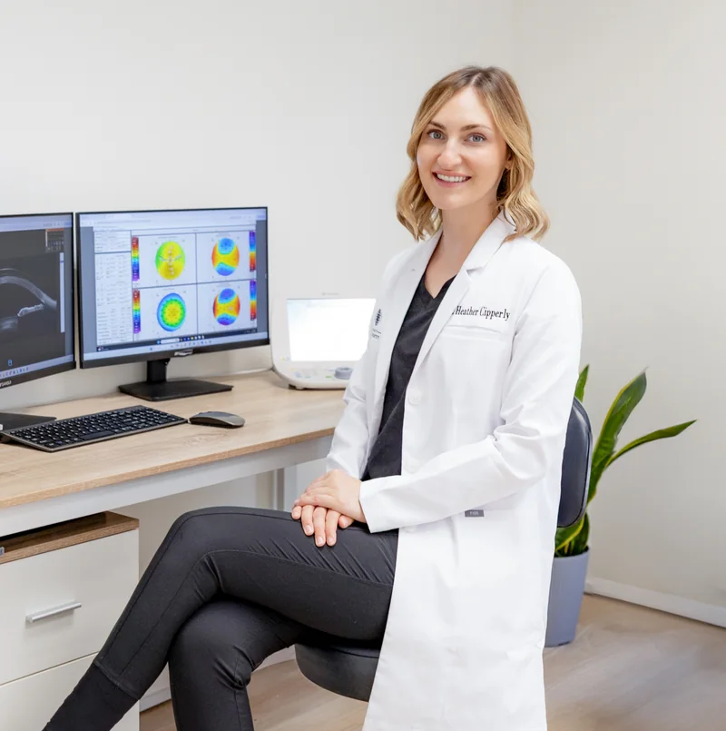 Custom soft contact lens evaluated by Dr. Ariel Cerenzie at Charlotte Contact Lens Institute