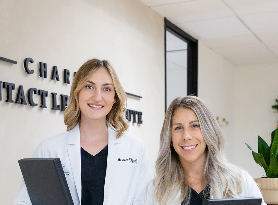 Dr. Heather Cipperly and Dr. Ariel Cerenzie, pediatric myopia management specialists at Charlotte Contact Lens Institute